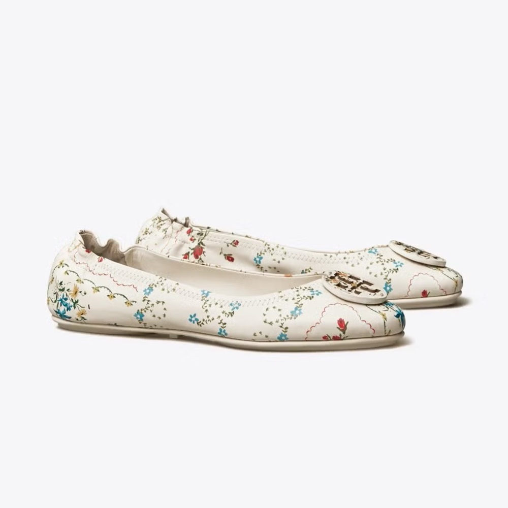 Tory Burch Minnie Floral Print Travel Ballet Flats Size‎ 8 A30